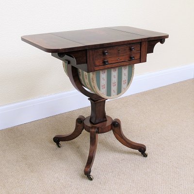 ROSEWOOD NEEDLEWORK TABLE (WILLIAM IV PERIOD)